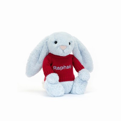 Jellycat Bashful Blue Bunny with Red Jumper Australia | 260917CGE